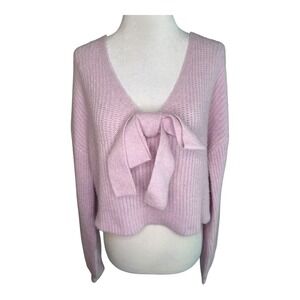 NYC Knits Nordstrom Pink Tie Front Cropped‎ Sweater Womens Large NWT